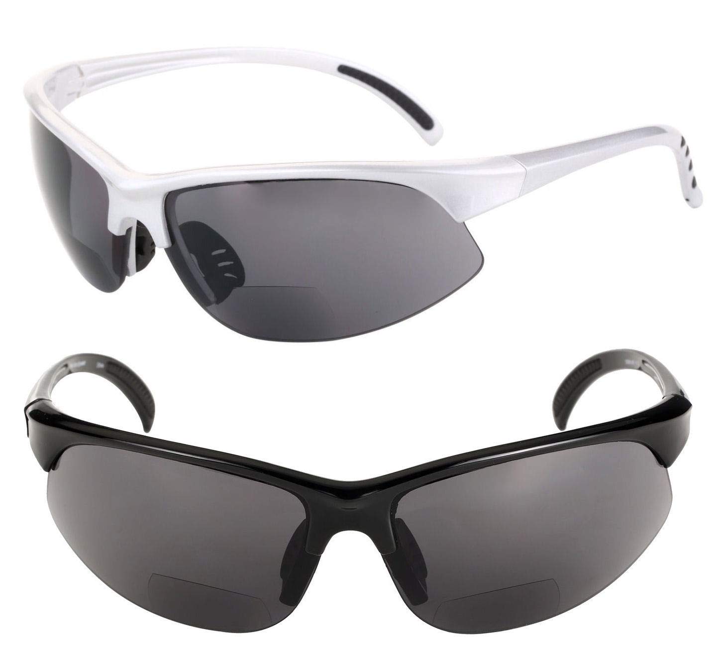 2 Pairs Lightweight Polarized Bifocal Sports Wrap Sunglasses for Men & Women - UV Protection for Running, Fishing, Golf & Outdoor Activities