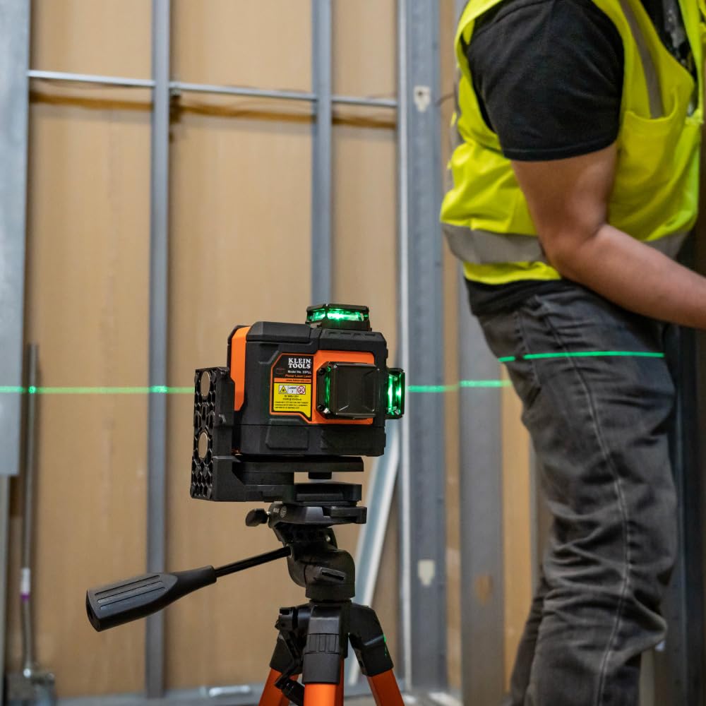 Klein Tools 93PLL Self-Leveling Laser Level - Bright Green 3x360° Planes, Rechargeable Battery & Magnetic Mount for Construction, Remodeling, and DIY Projects