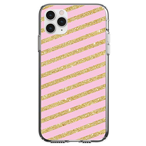 Pink & Gold Print - Diagonal Stripes Pattern On Clear Case