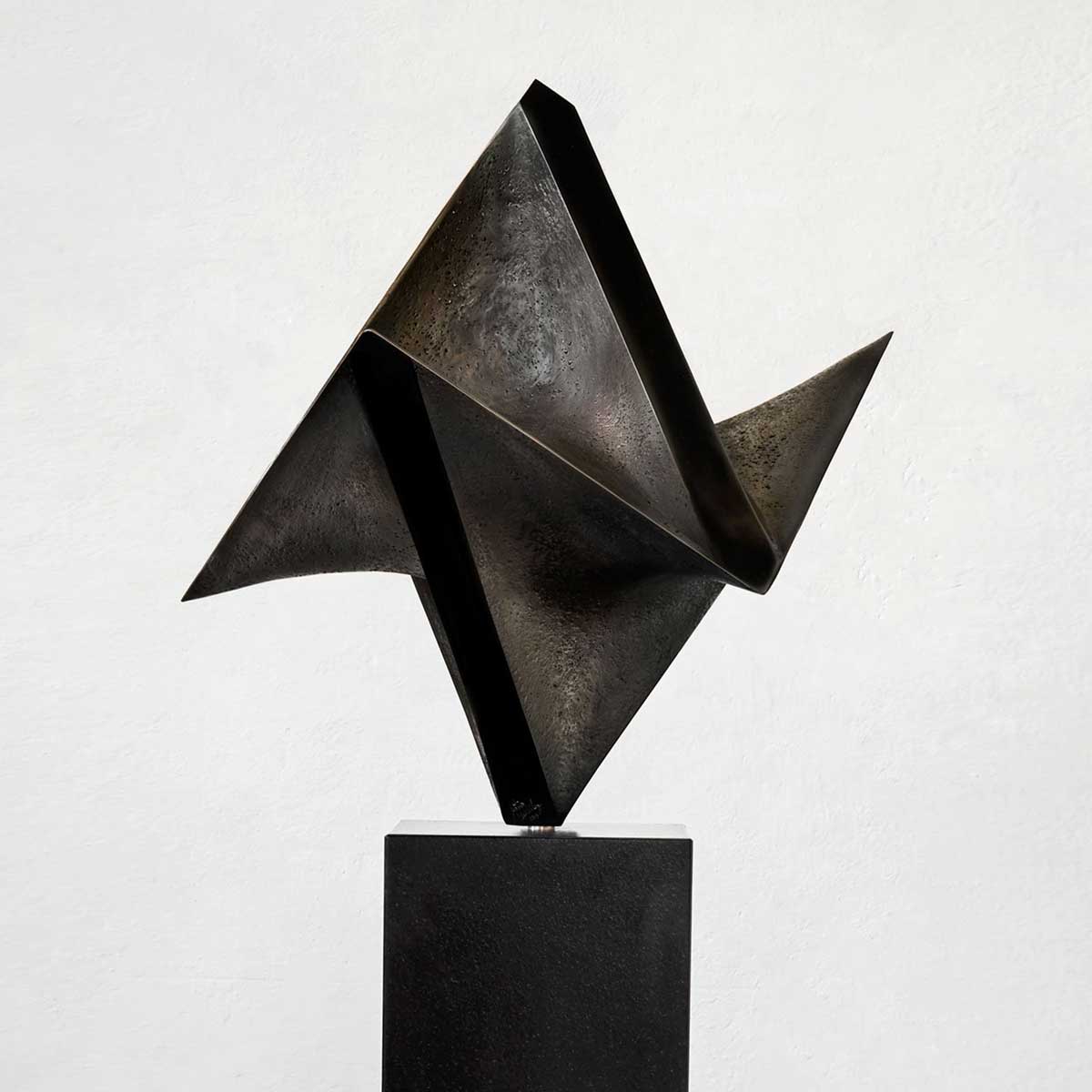 Handcrafted Black Granite Origami Sculpture - Elegant Home Decor, Office Desk Art, Zen Garden Accent