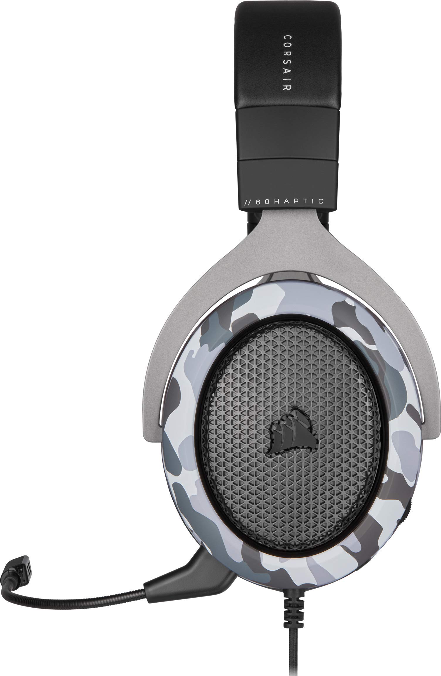 Corsair HS60 HAPTIC Gaming Headset with Taction Technology - Stereo Sound, Adjustable Memory Foam Ear Cushions, Detachable Mic (Camo) - Perfect for PC, PS4, Xbox Gaming & Streaming