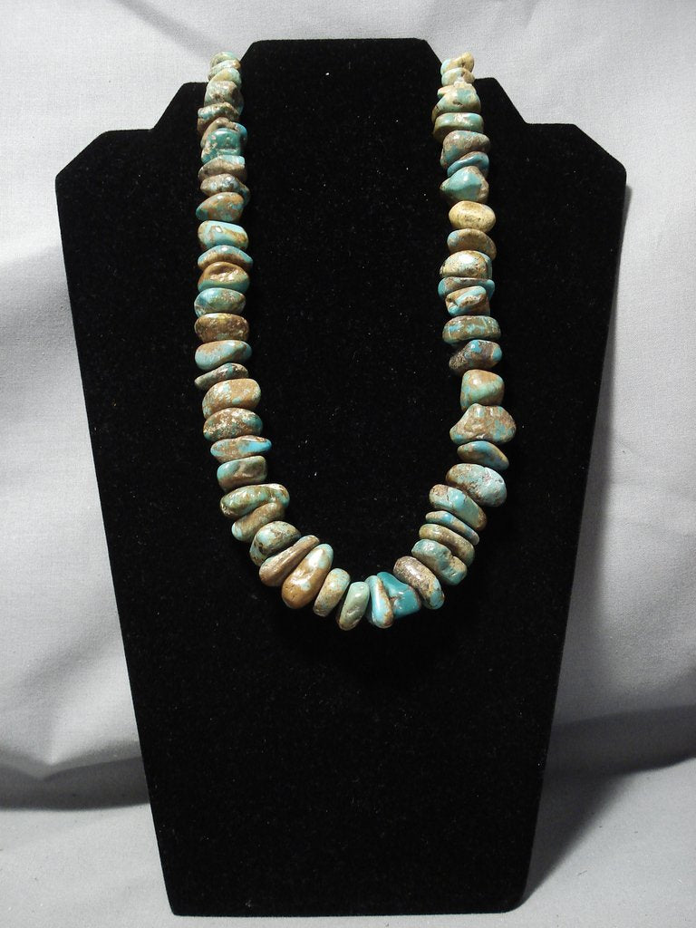 Vintage Navajo Sterling Silver Necklace with Green Turquoise - 195g Authentic Native American Jewelry - Perfect for Boho, Western, and Southwest Fashion
