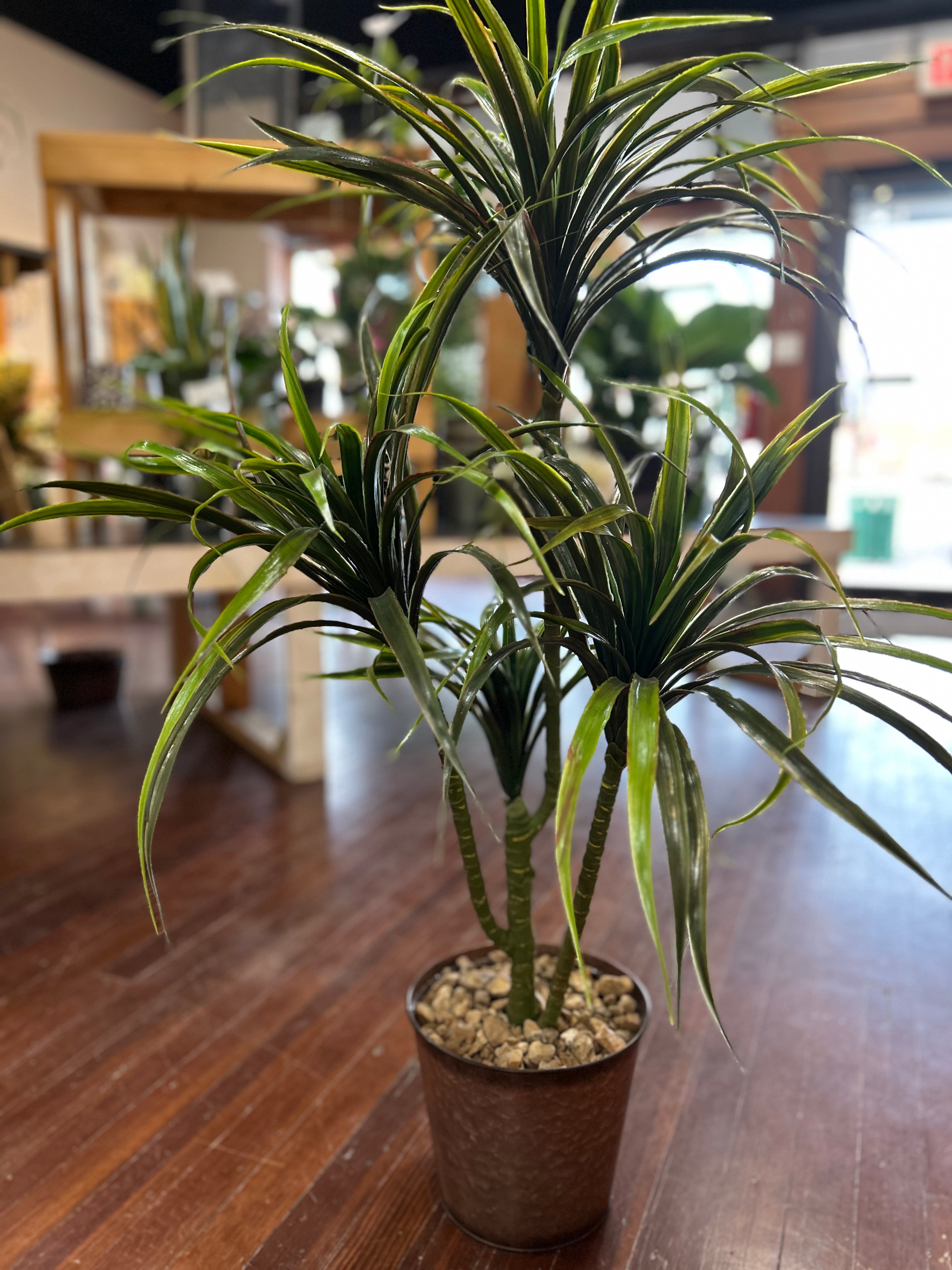 6 Inch Silk Potted Dracaena Plant - Artificial Faux Dracaena Tree for Home Office Decor, Housewarming Gift, and Indoor Greenery Enhancement
