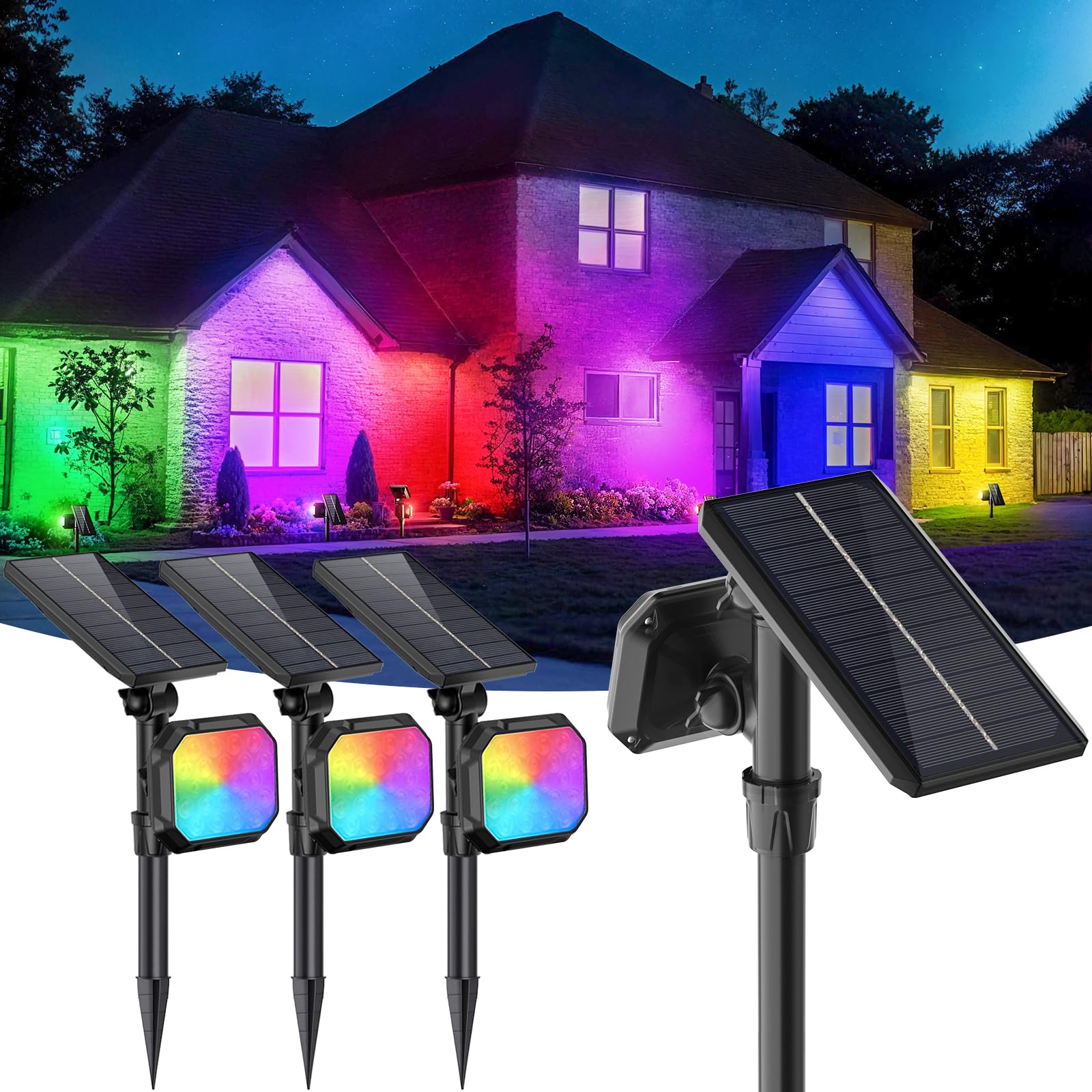 JSOT Solar Spot Lights - Waterproof Outdoor Solar Powered Landscape Lighting for Garden, Yard, Pathway | Energy-Efficient Green Light for Nighttime Safety & Ambience