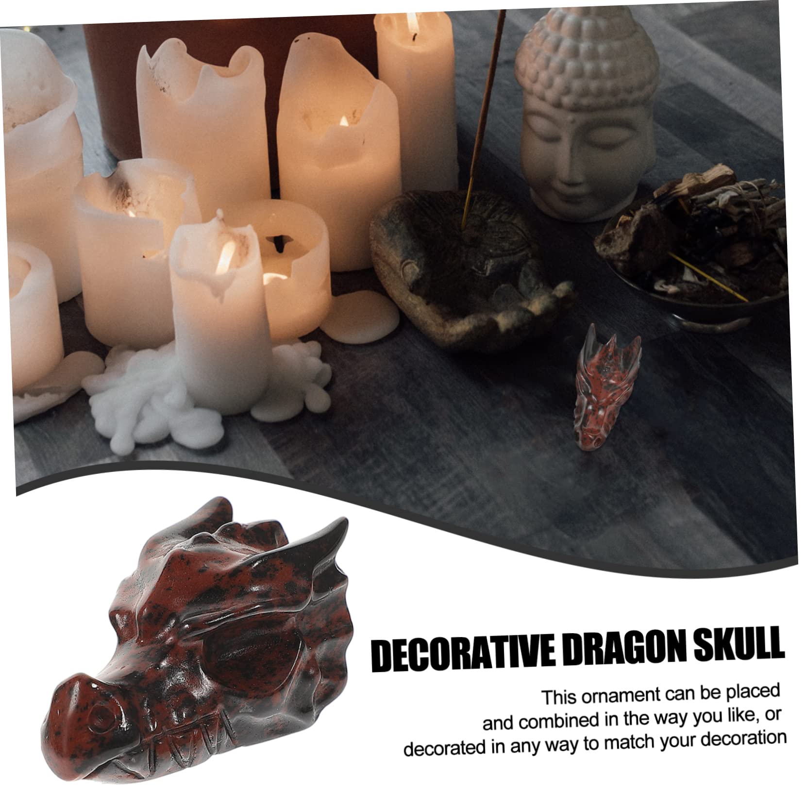 Crystal Dragon Skull Decor - Unique Home & Office Ornament for Desktop & Tabletop