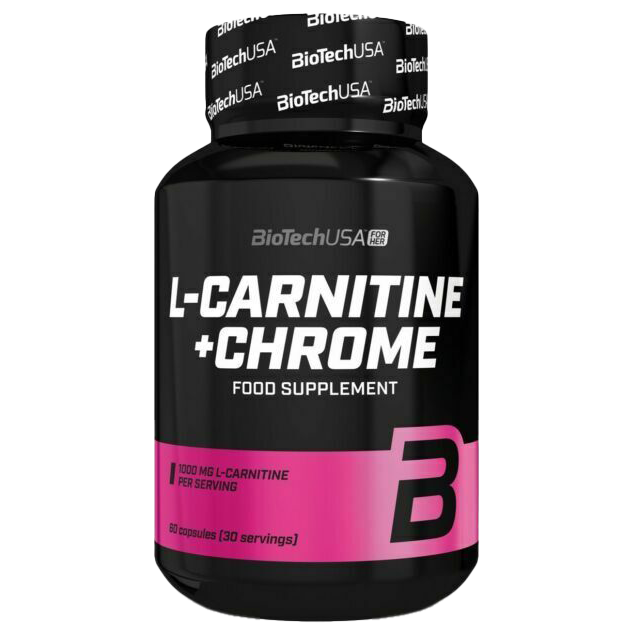 BioTechUSA L Carnitine + Chromium 60 Capsules - Weight Loss & Energy Booster Supplement for Fitness & Active Lifestyle