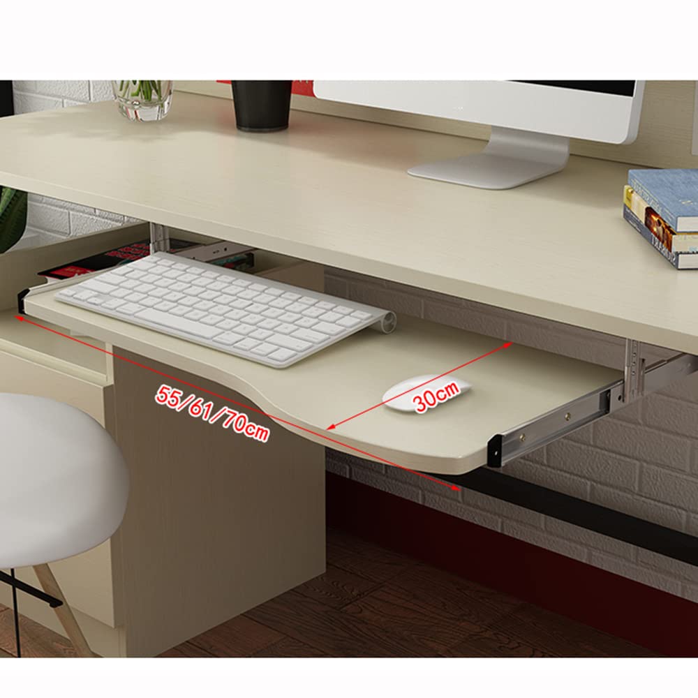 LKP Office Desk Keyboard Tray - Wooden Under Desk Keyboard Drawer with Slide-Out Platform, Maple/Light Walnut Finish - Perfect for Home Office, Gaming Setup & Workspace Organization