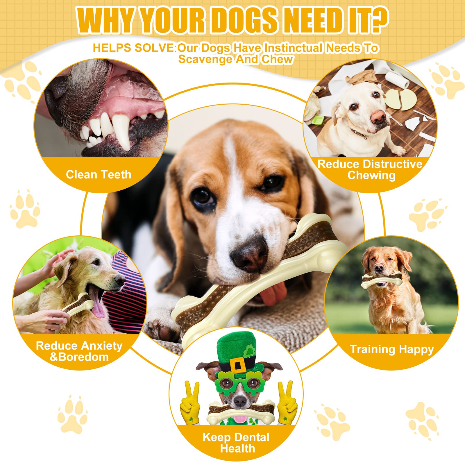 **Sosation 3 Pack Durable Nylon Dog Chew Toys for Aggressive Chewers - Beef Flavor Puppy Teething Bones for Small, Medium & Large Breeds (Medium, Curved Bone) - Perfect for Teething, Boredom Relief & Dental Health**