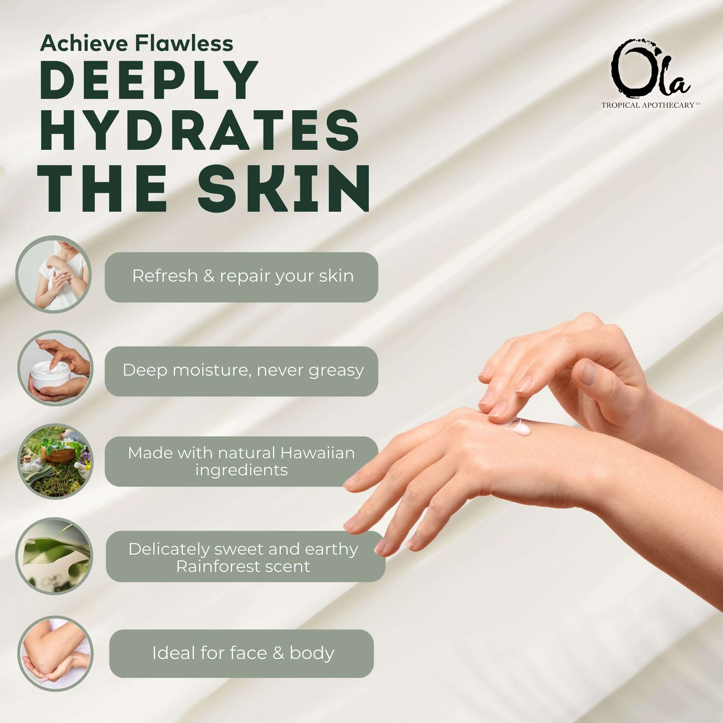Ola Rainforest Body Lotion with Pure Tropical Oils & Plant Extracts - 8.45 Fl Oz - Hydrating Moisturizer for Dry Skin - Perfect for Daily Use & Spa Days