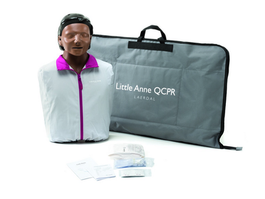 Little Anne QCPR Dark - High-Quality CPR Training Manikin for Medical Professionals & First Responders | Perfect for CPR Certification Classes, Emergency Training & First Aid Practice