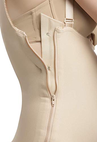Isavela Post-Surgery Compression Bodysuit with Panty Length & Suspenders - Zipper Front for Easy Wear - Ideal for Liposuction, Tummy Tuck & Body Contouring Recovery (BS01)
