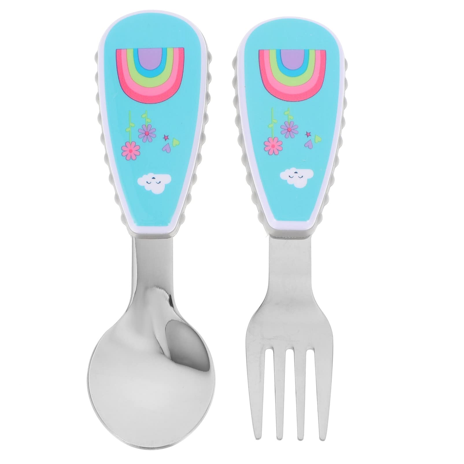 Stainless Steel Baby Feeding Spoon Set - 304 Food-Grade Infant Training Utensils for Toddlers | Lightweight Complementary Food Spoon & Fork for Easy Self-Eating Practice | Perfect for First Solids, Weaning, and Baby-Led Weaning at Home or Travel