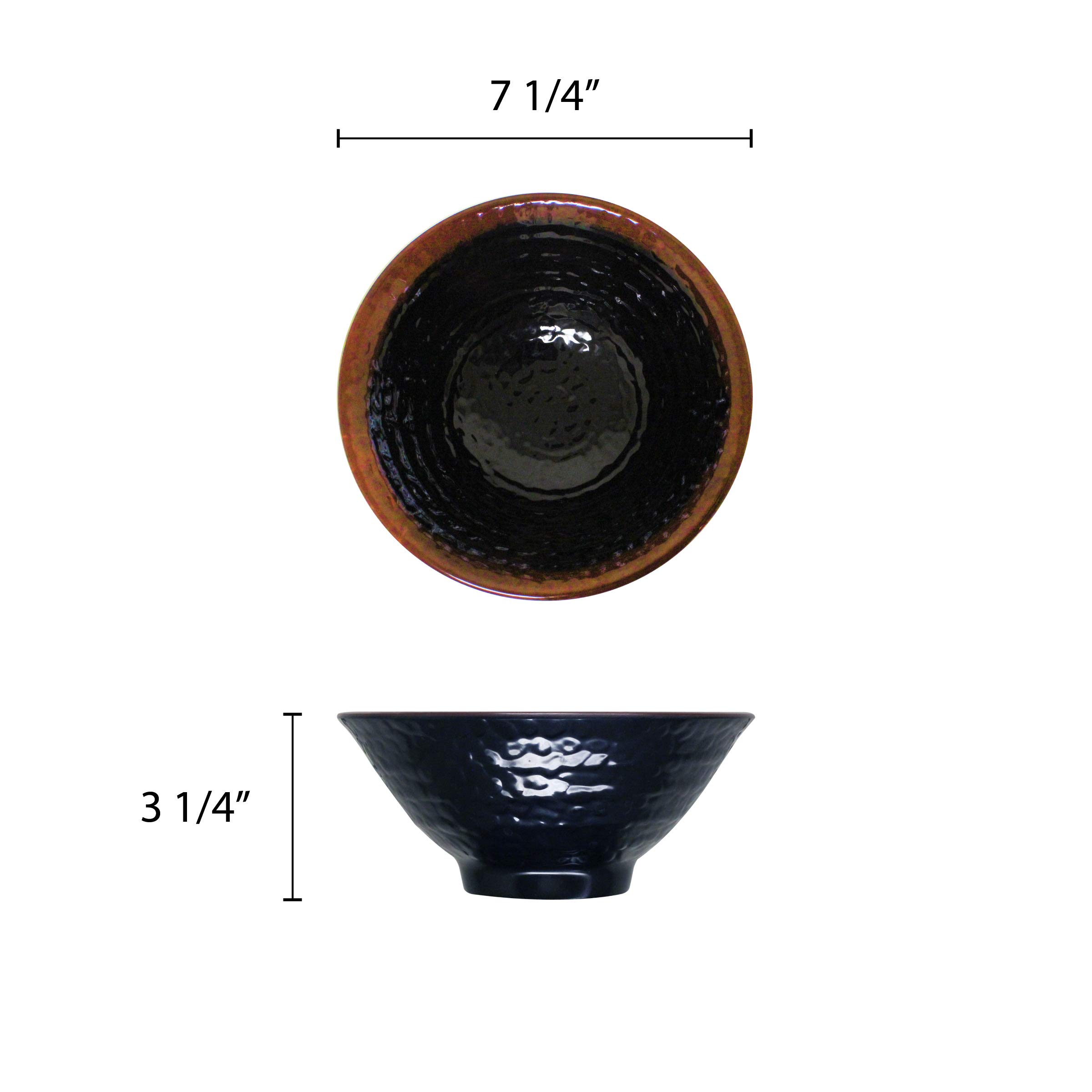 Premium 30 oz Tenmoku Melamine Soup Bowls (Set of 12) - 7.5