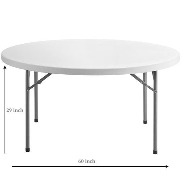 PRO&Family 60 Inch Round Folding Table - Sturdy Plastic Portable Party Table for Indoor/Outdoor Events, Kitchen, Dining, Camping & Picnics