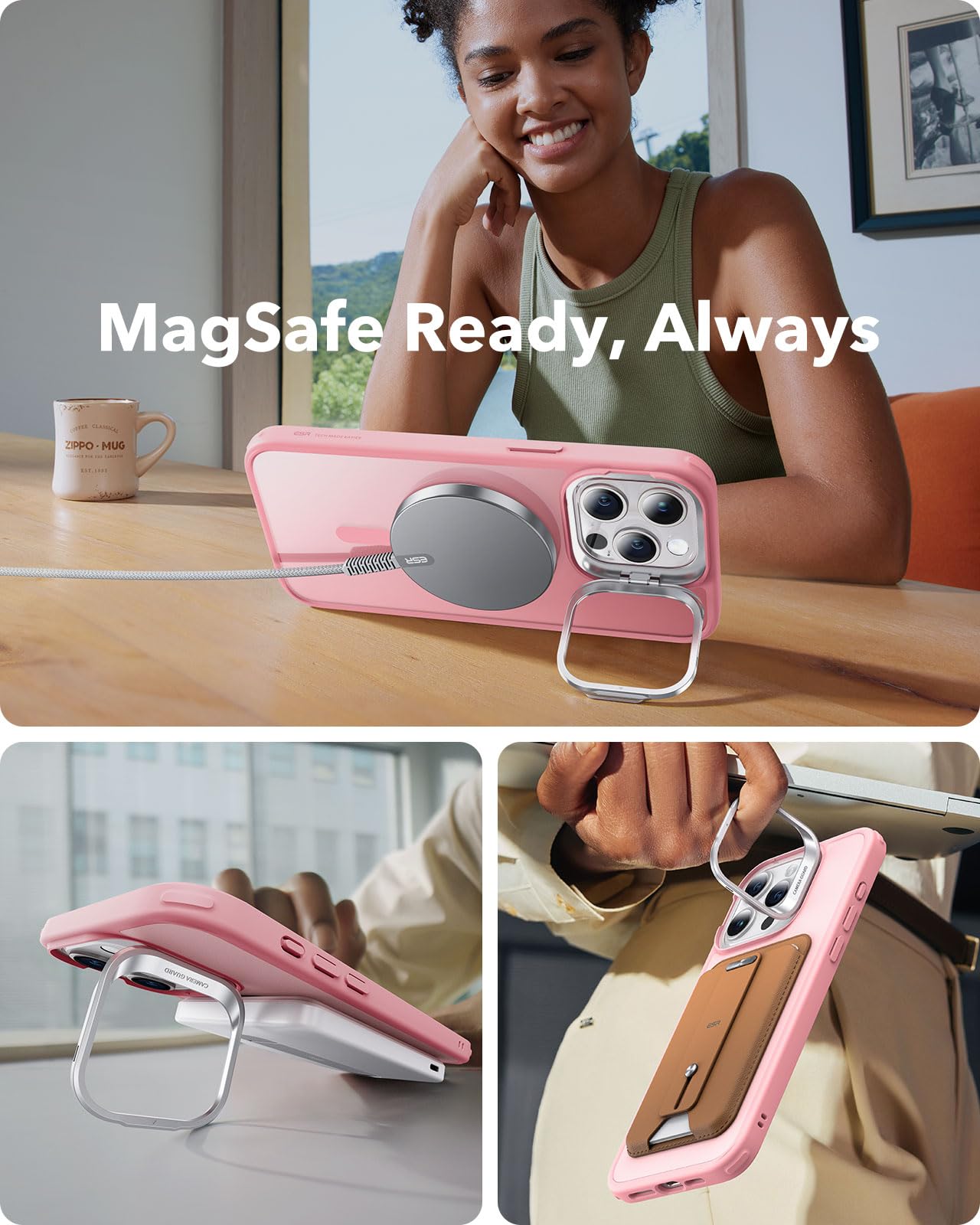 ESR iPhone 15 Pro Max Case with MagSafe - Military Protection & Stand for Work & Travel