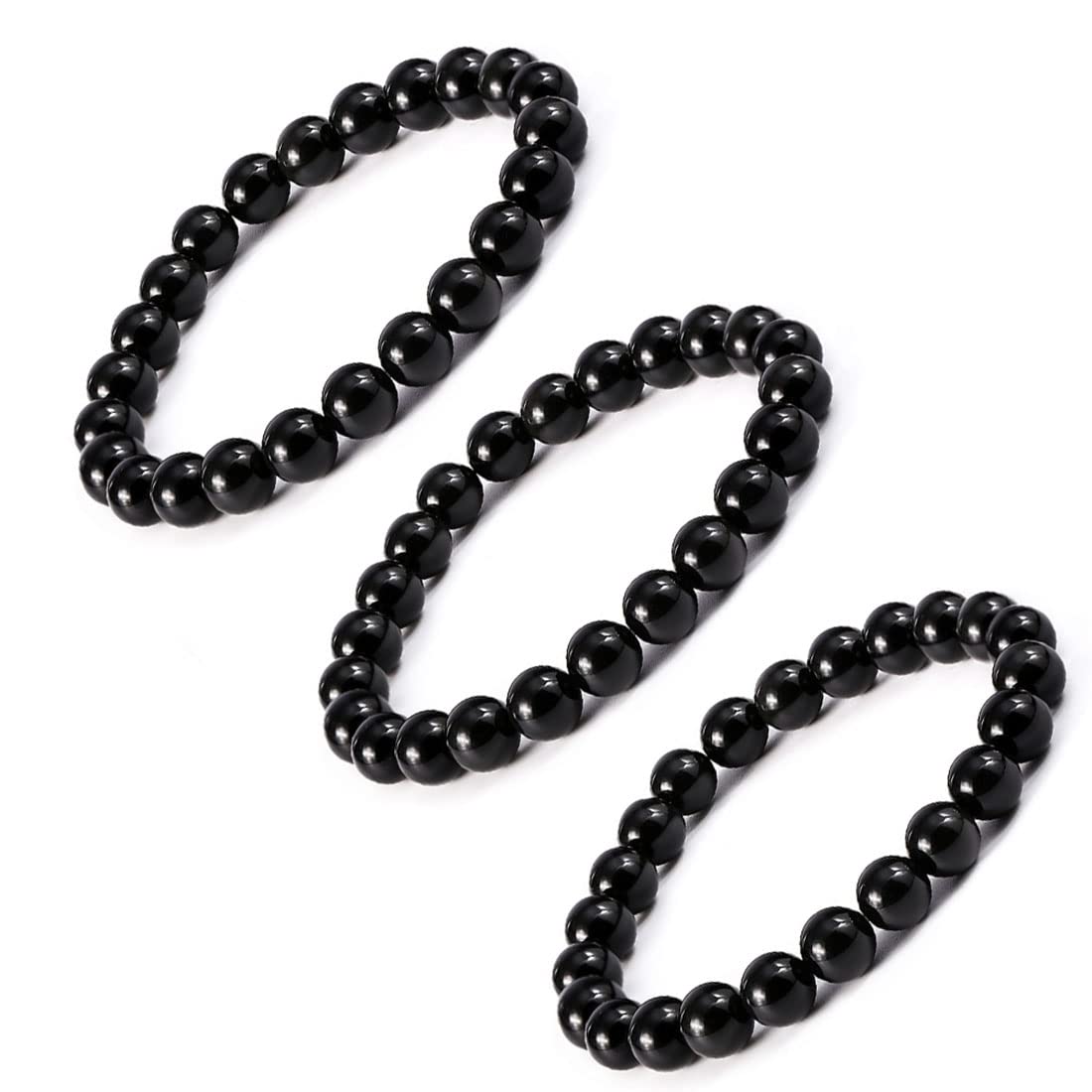 3PCS Black Obsidian Slimming Anklet Set - Adjustable Lymphatic Drainage Bracelet & Anklet for Men & Women - Chakra Energy Protection Jewelry Gift for Yoga, Meditation & Wellness Enthusiasts
