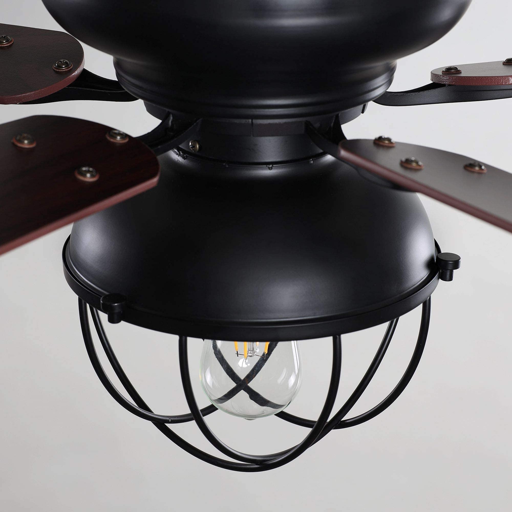 Parrot Uncle 42 Inch Low Profile Ceiling Fan with Lights and Remote Control - Black Flush Mount Farmhouse Style Ceiling Fan for Bedroom, Living Room & Indoor Spaces