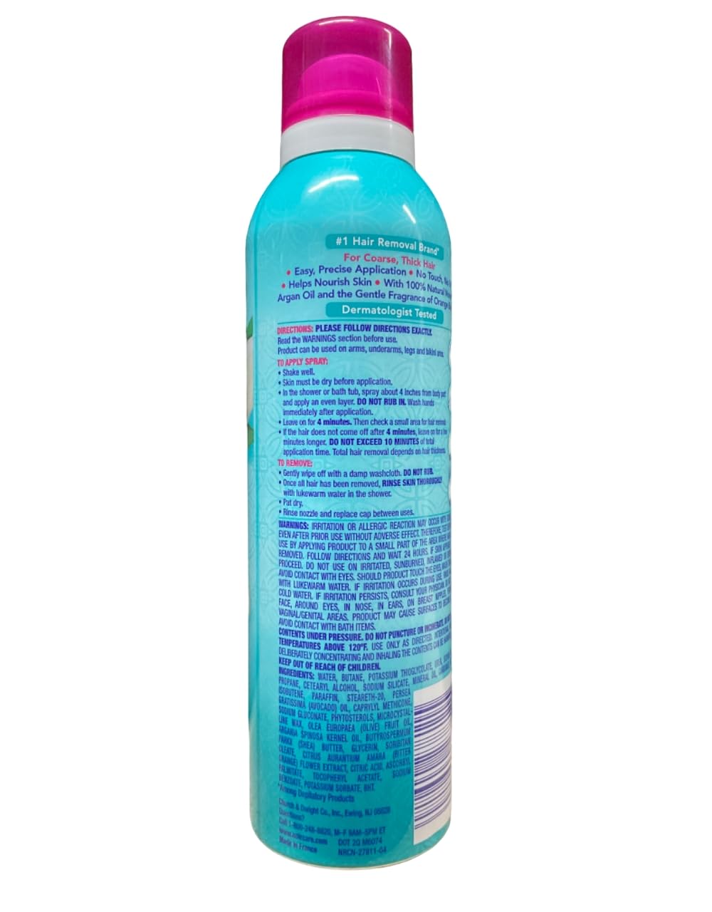 Nair Moroccan Argan Oil Hair Removal Spray, 7.5 oz (Pack of 9) - Smooth Skin for Legs, Arms & Bikini Area | At-Home Hair Removal Solution