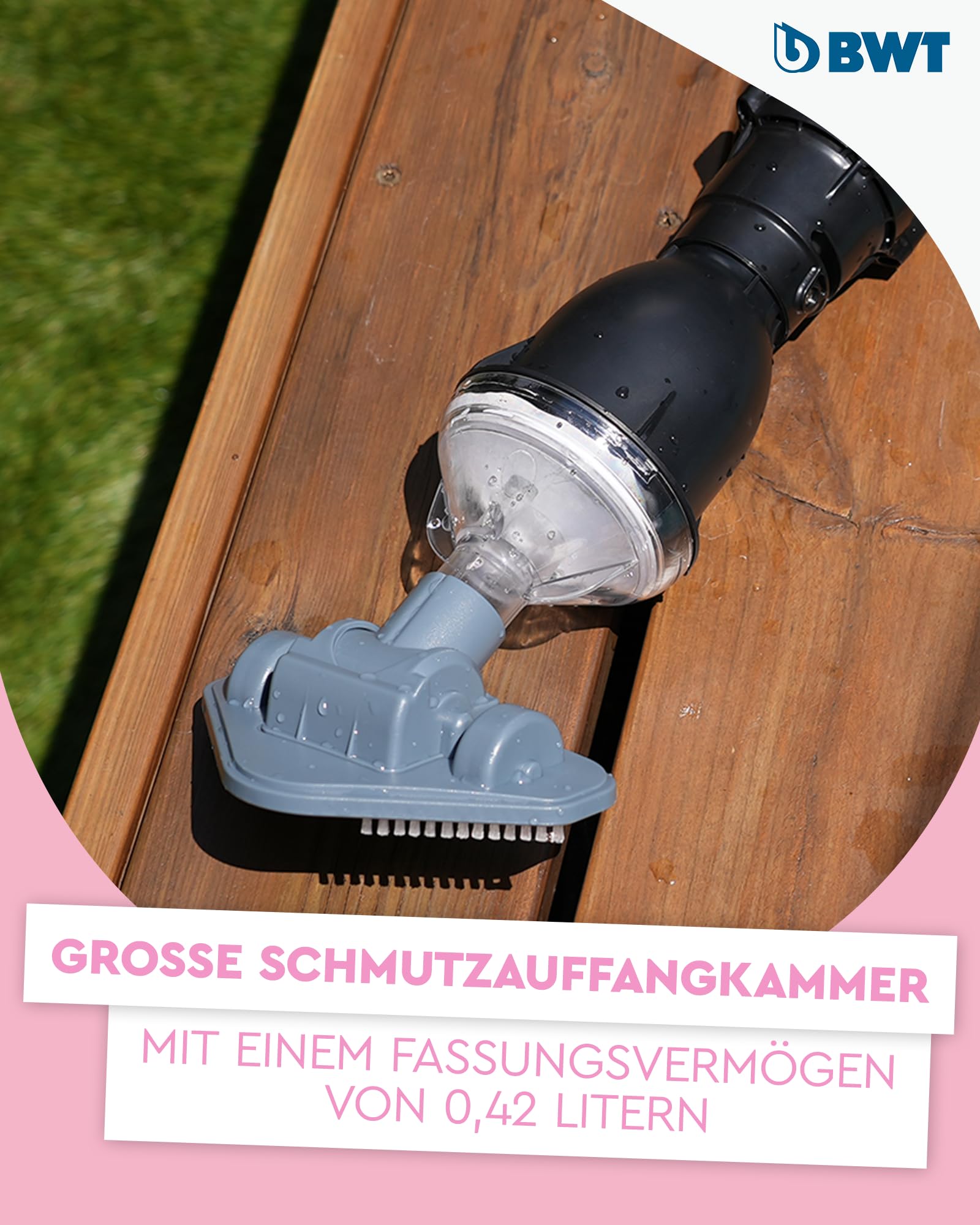 BWT Poolsauger Akku FSA200 – Kabelloser Poolroboter mit Flachbürstenaufsatz | Effiziente Poolreinigung ohne Teleskopstange | Ideal für kleine Pools, Aufstellpools und Poolpflege zu Hause