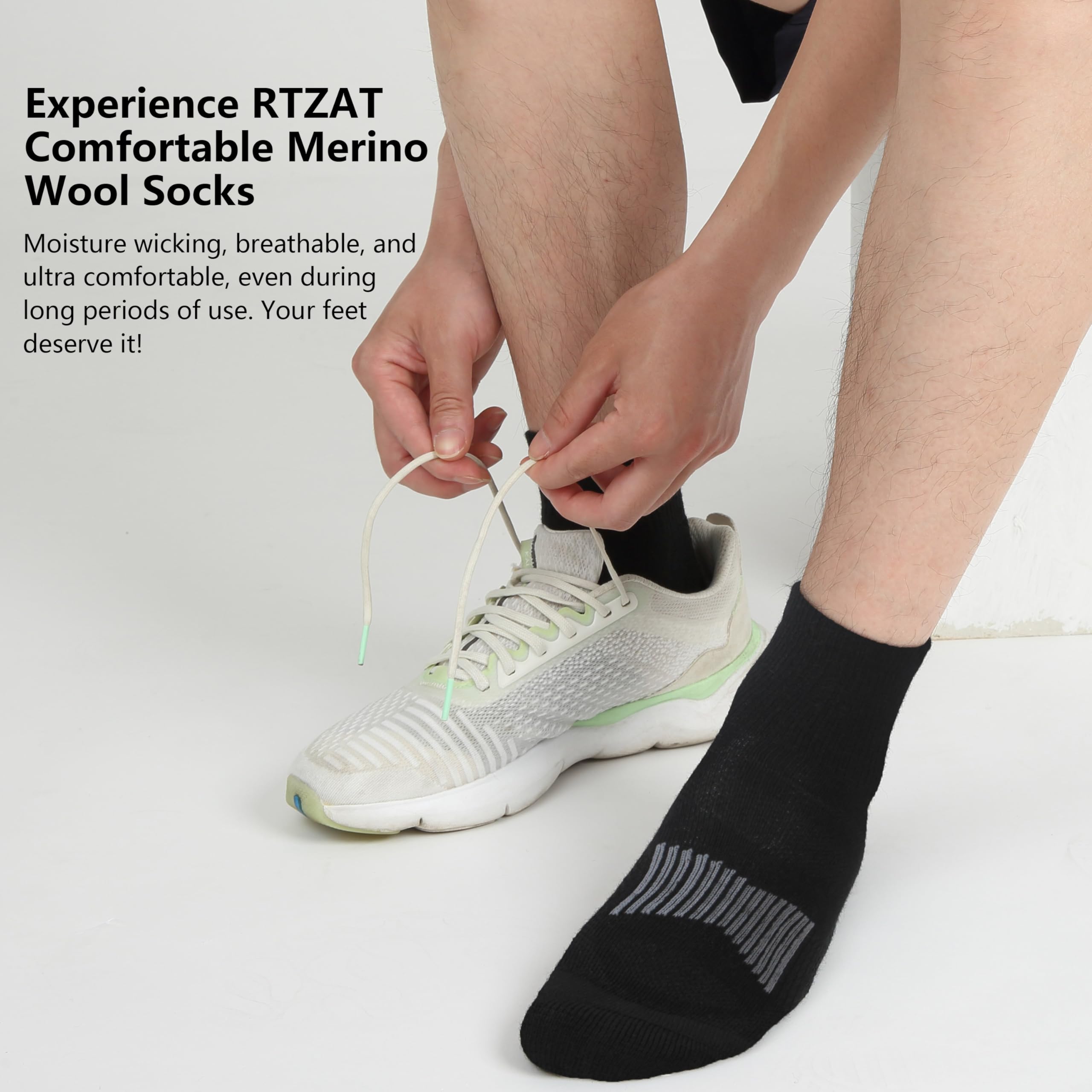 Premium 90% Merino Wool Athletic Socks for Men & Women - 3 Pairs Pack - Moisture Wicking & Odor Resistant Hiking, Running & Outdoor Sports Socks