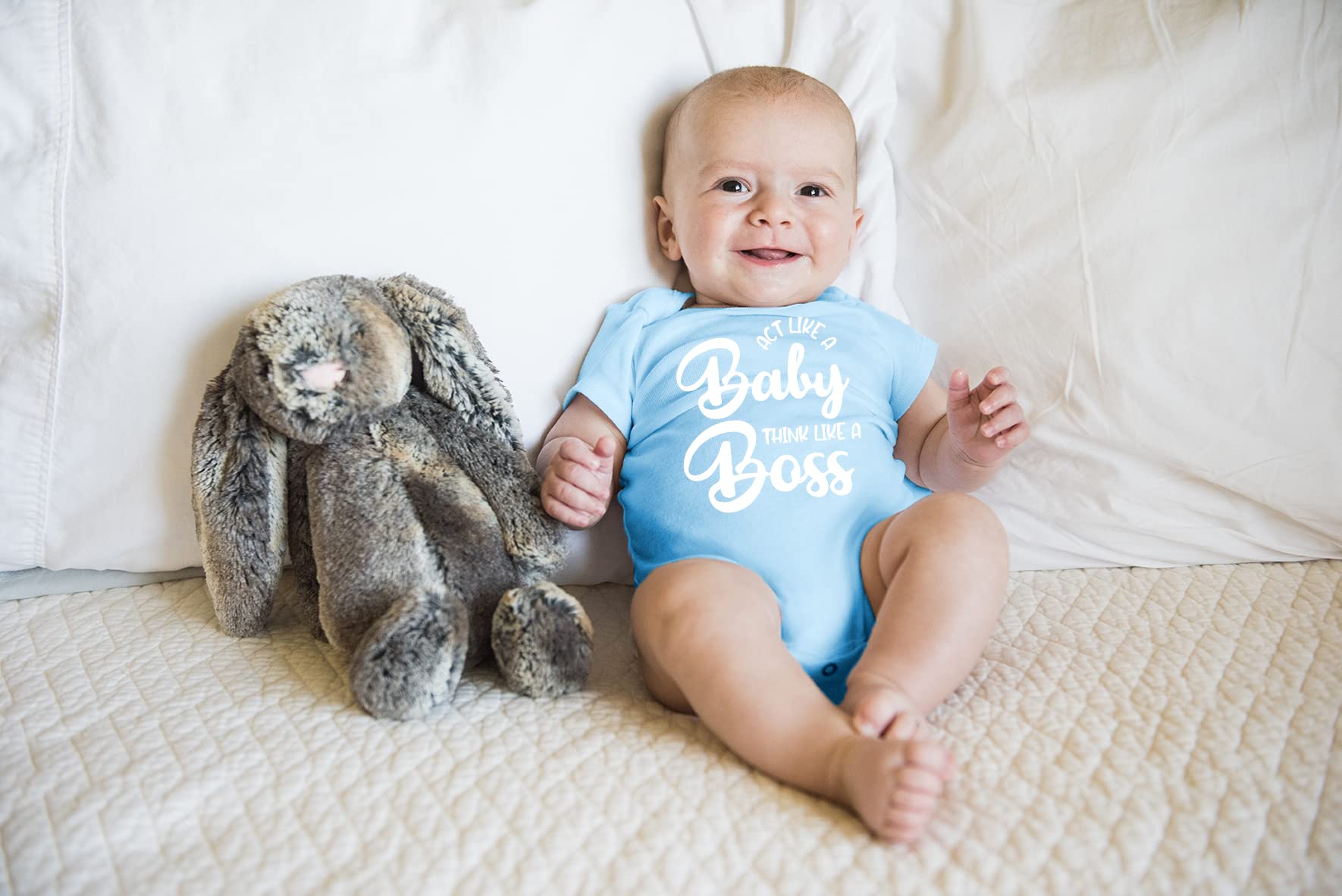 Funny Baby Bodysuit - Belle Homie 'Act Like A Baby Think Like A Boss' Onesie - Cute Newborn Girl Outfit for Photos, Gifts & Everyday Wear