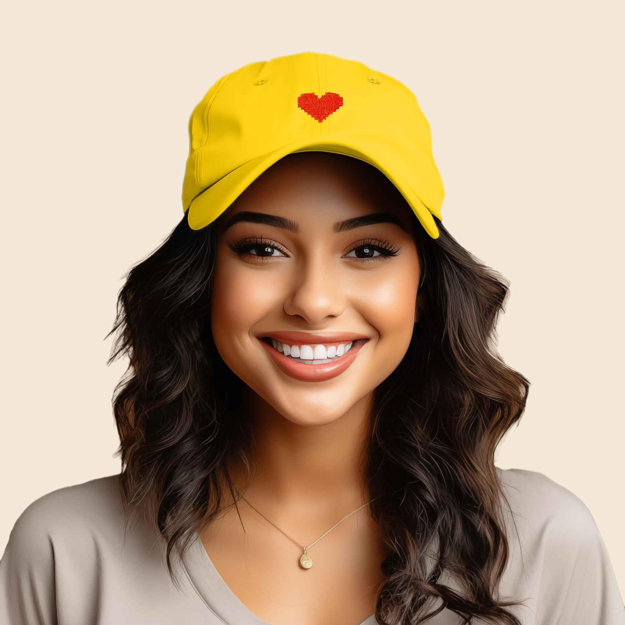 DALIX Pixel Heart Embroidered Cotton Dad Hat for Women - Valentine's Day Gift, Casual Fashion Accessory for Outdoor Activities, Dates, and Everyday Wear