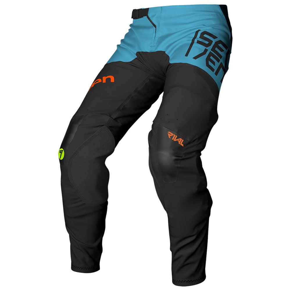 Seven Rival Vanquish Adult Off-Road Motorcycle Pants - Durable Motocross Gear for Men, Breathable & Protective Riding Pants in Cyan, Size 32 - Perfect for Trail Riding, Dirt Biking & Adventure Sports