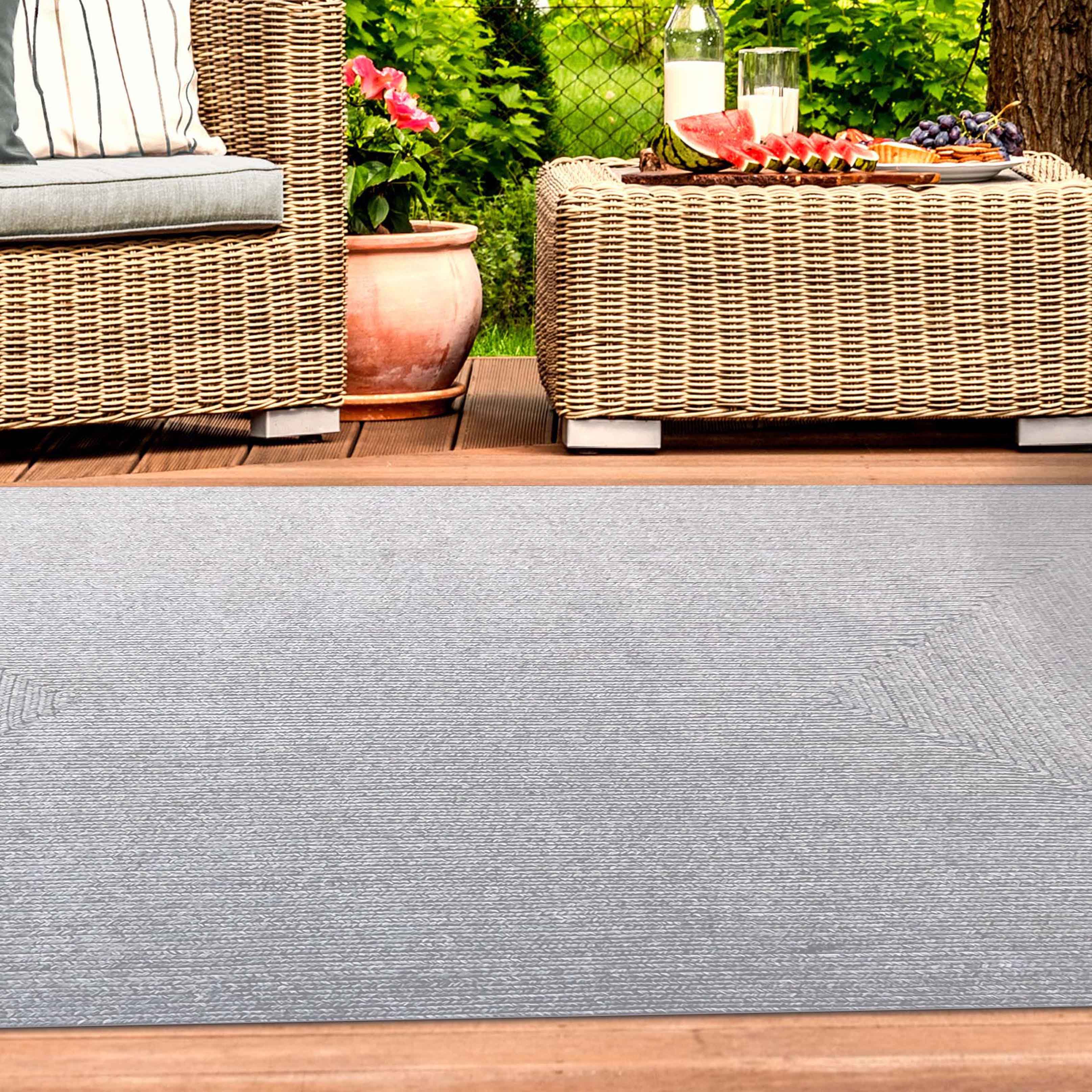 Bohemian Rectangle Braided Area Rug - Non-Slip Indoor Outdoor Rug for Living Room, Bedroom, Patio - Soft Woven Jute Natural Fiber Floor Mat for Home Decor