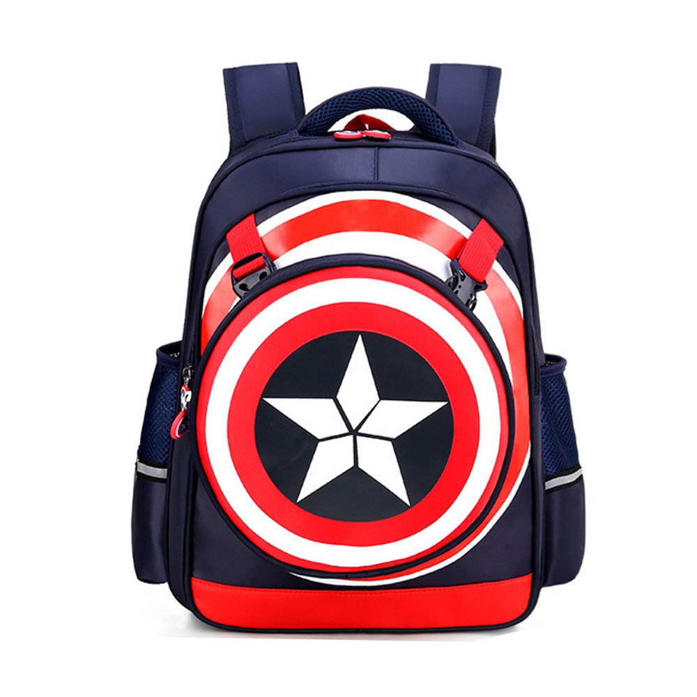 Yunniel Kids Backpack for Boys - Waterproof School Book Bag with Comic Design, Lightweight Travel Backpack for School, Hiking & Daily Use - Navy Blue