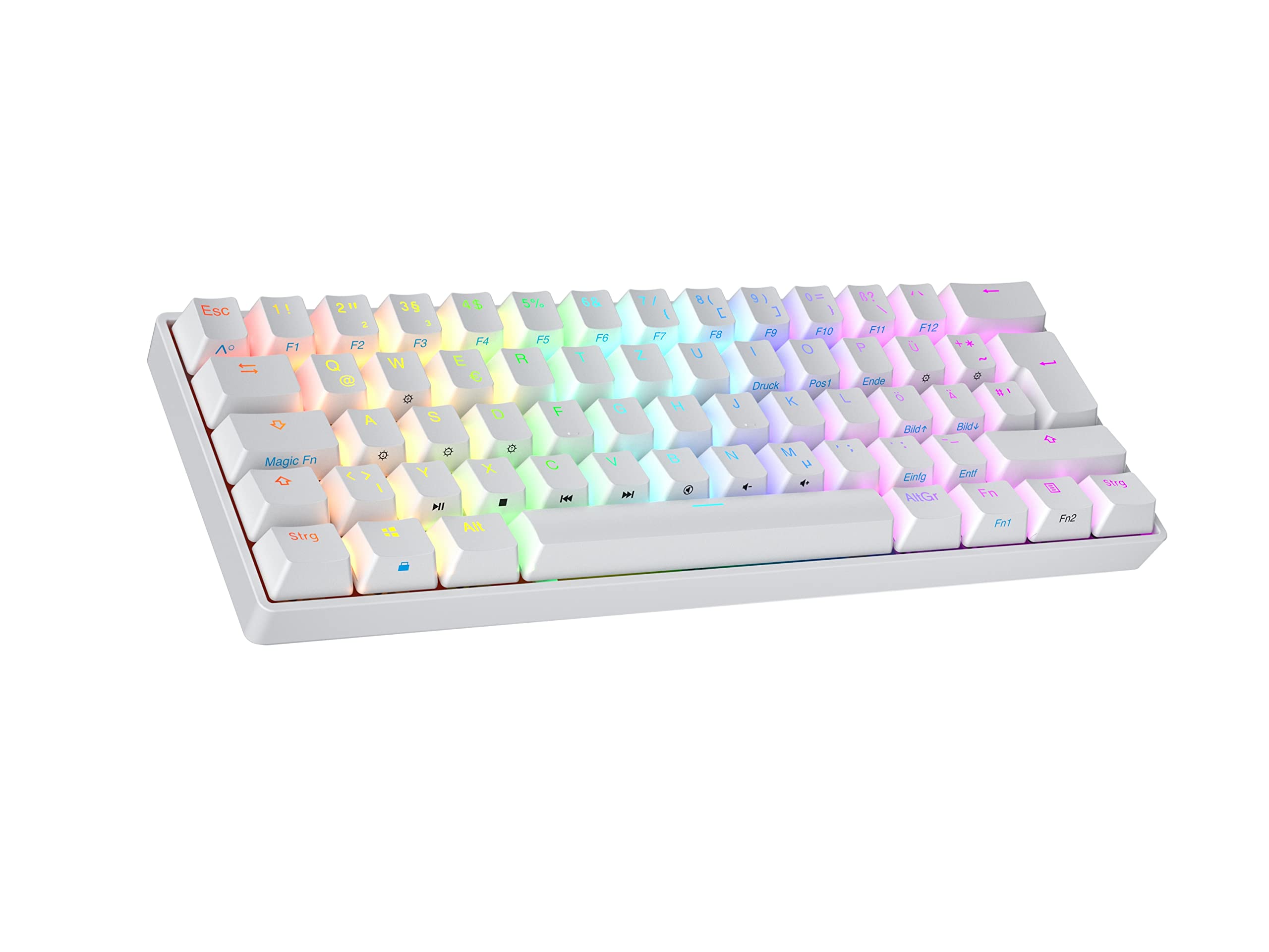 N60 Nova 60% Mechanical Gaming Keyboard - Hot-Swappable, 62 Programmable Keys, RGB Backlit - Compatible with PC & Mac (ISO DE QWERTZ, White, Gateron Red Switches) - Perfect for Esports, Office Work & Typing Enthusiasts