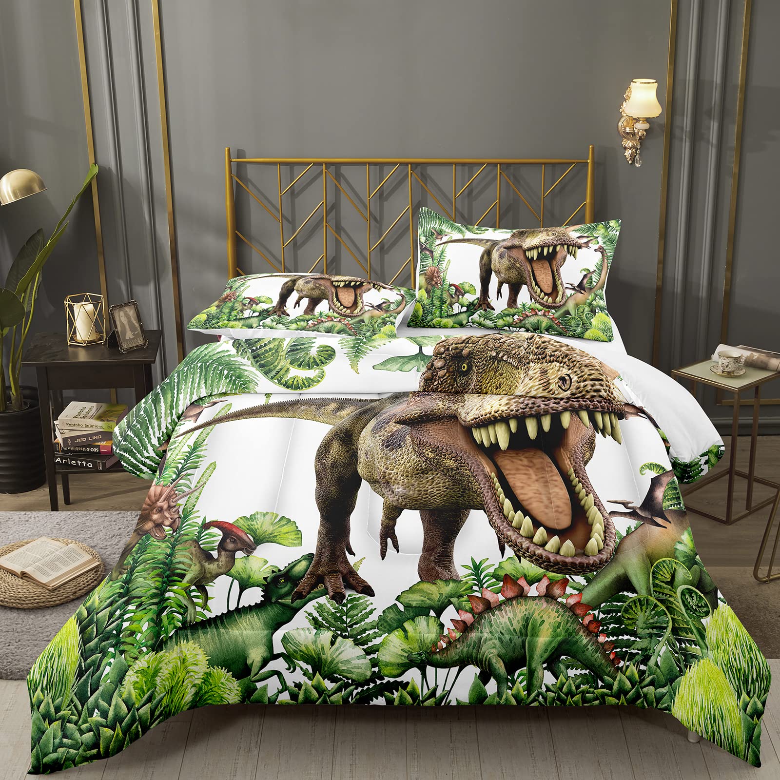 **Bodhi Kids Twin Dinosaur Comforter Set for Boys & Teens - Soft Bedding Set with Matching Pillowcase, Perfect for Kids' Room Decor & Cozy Sleep**    *(Use Case: Ideal for dinosaur-themed bedrooms, sleepovers, or as a fun gift for young boys and teens who love playful designs.)*