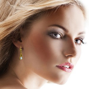 1.3 Carat 14K Solid Yellow Gold Leverback Earrings with Natural Aquamarine Gemstone - Perfect for Weddings, Anniversaries & Special Occasions