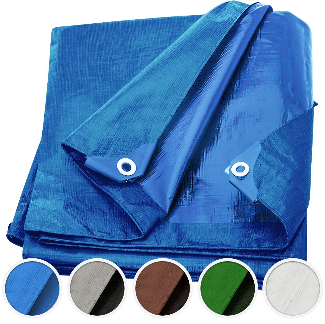 Heavy Duty Waterproof Tarp Cover - 40X60 Blue Lightweight Protection for Canopy Tent, Boat, RV, Pool | Durable Outdoor Use for Camping, Travel & Storage