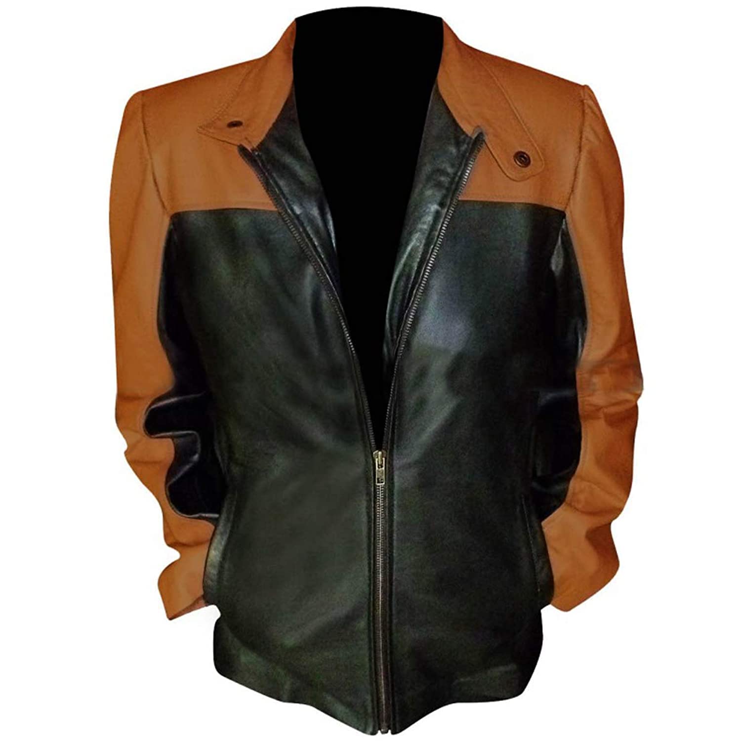 Women's Black & Brown Leather Jacket - Fashionable Law Enforcement Style Jacket for Women | Perfect for Casual Wear, Office Outfits, and Cosplay