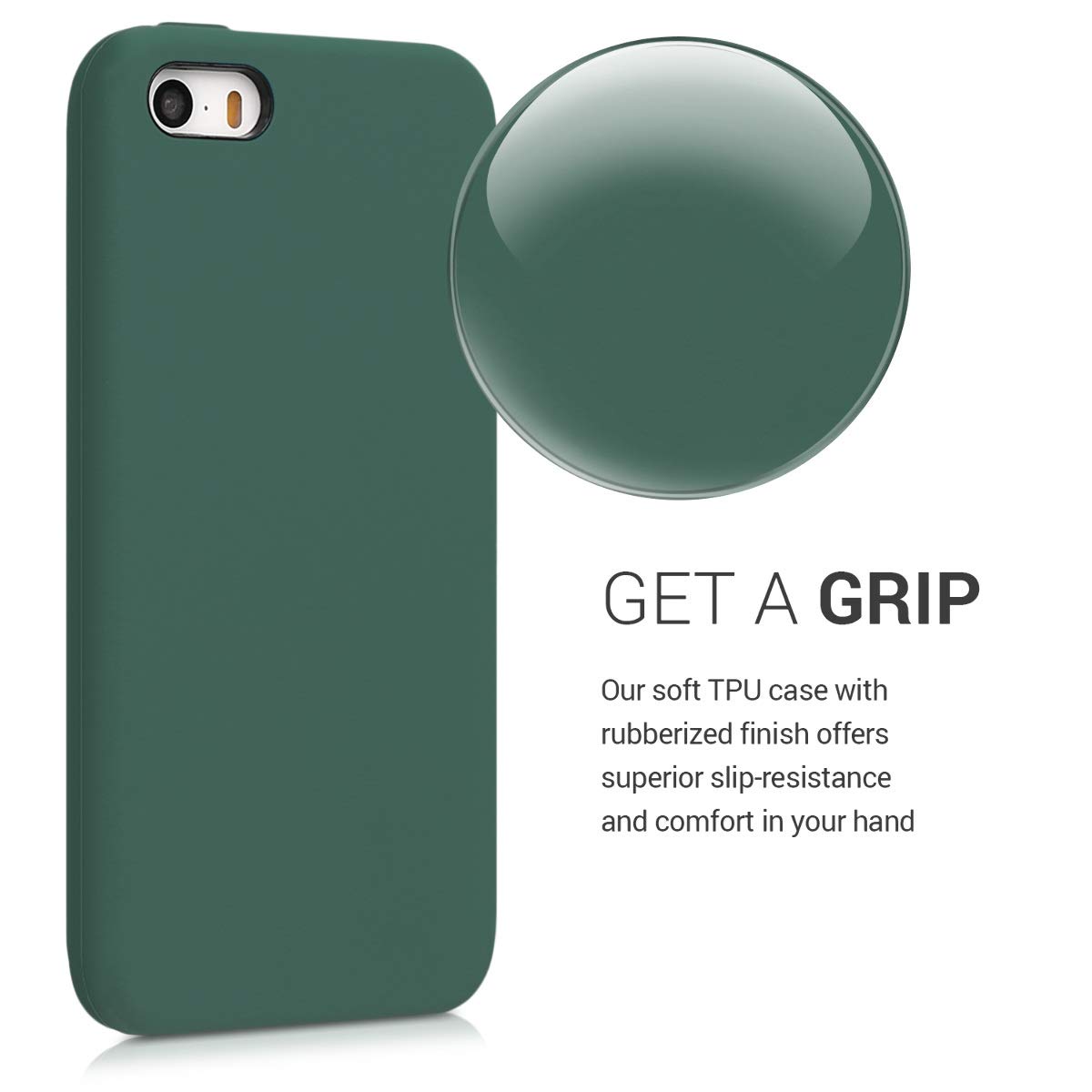kwmobile TPU Silicone Case for Apple iPhone SE (1st Gen 2016) / iPhone 5 / iPhone 5S - Soft Finish Protective Phone Cover in Forest Green - Perfect for Daily Use, Outdoor Activities and Work