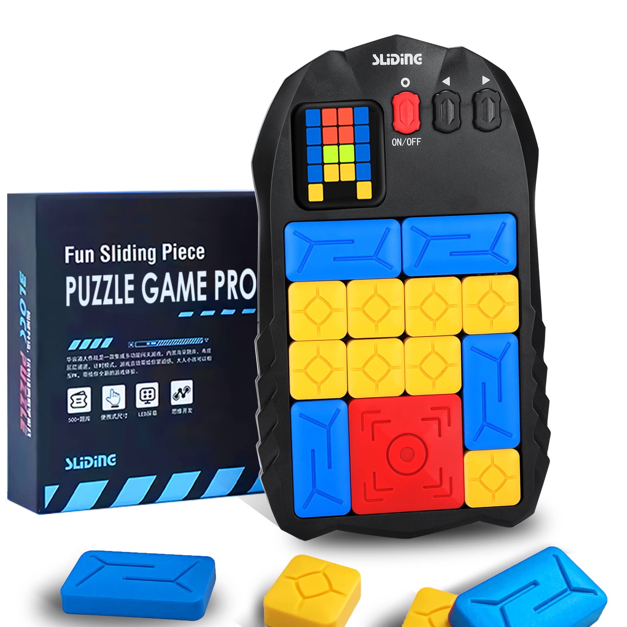 Super Slide Puzzle Game - 500+ Challenging Levels, Electronic Brain Teaser for Kids & Adults | STEM Learning Toy, Travel Fidget Game for Stress Relief & Family Fun (Battery Included) - Perfect for Road Trips, Classroom Activities & Office Breaks