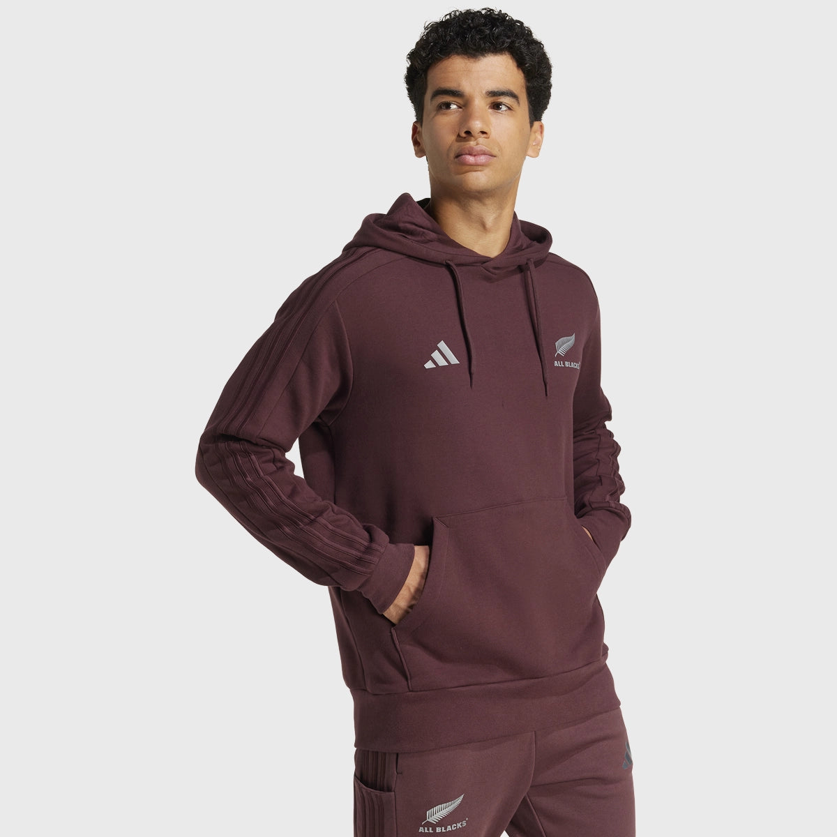 Adidas All Blacks Hoodie Aurora Ruby Red - Men's Rugby Hooded Sweatshirt for Training & Casual Wear