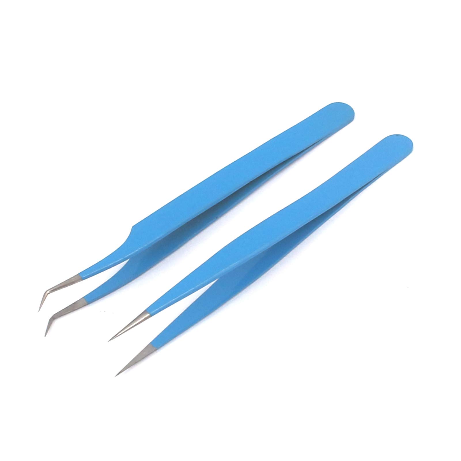 G.S 2-Piece Eyelash Extension Tweezers Set - Straight & Curved Tip Stainless Steel Lash Tools for Professional & Home Use | Perfect for Salon, DIY Beauty & False Eyelash Application