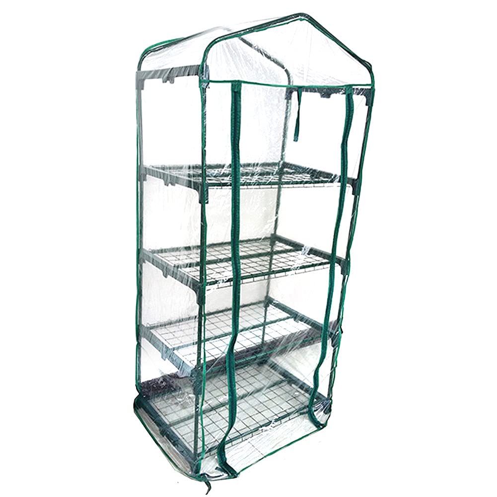 4 Tier Greenhouse Replacement Cover - Portable Grow Tent for Plants, Flowers & Vegetables - Cold, Frost, Wind & Rain Protection - Ideal for Indoor & Outdoor Gardening, Backyard & Patio Use
