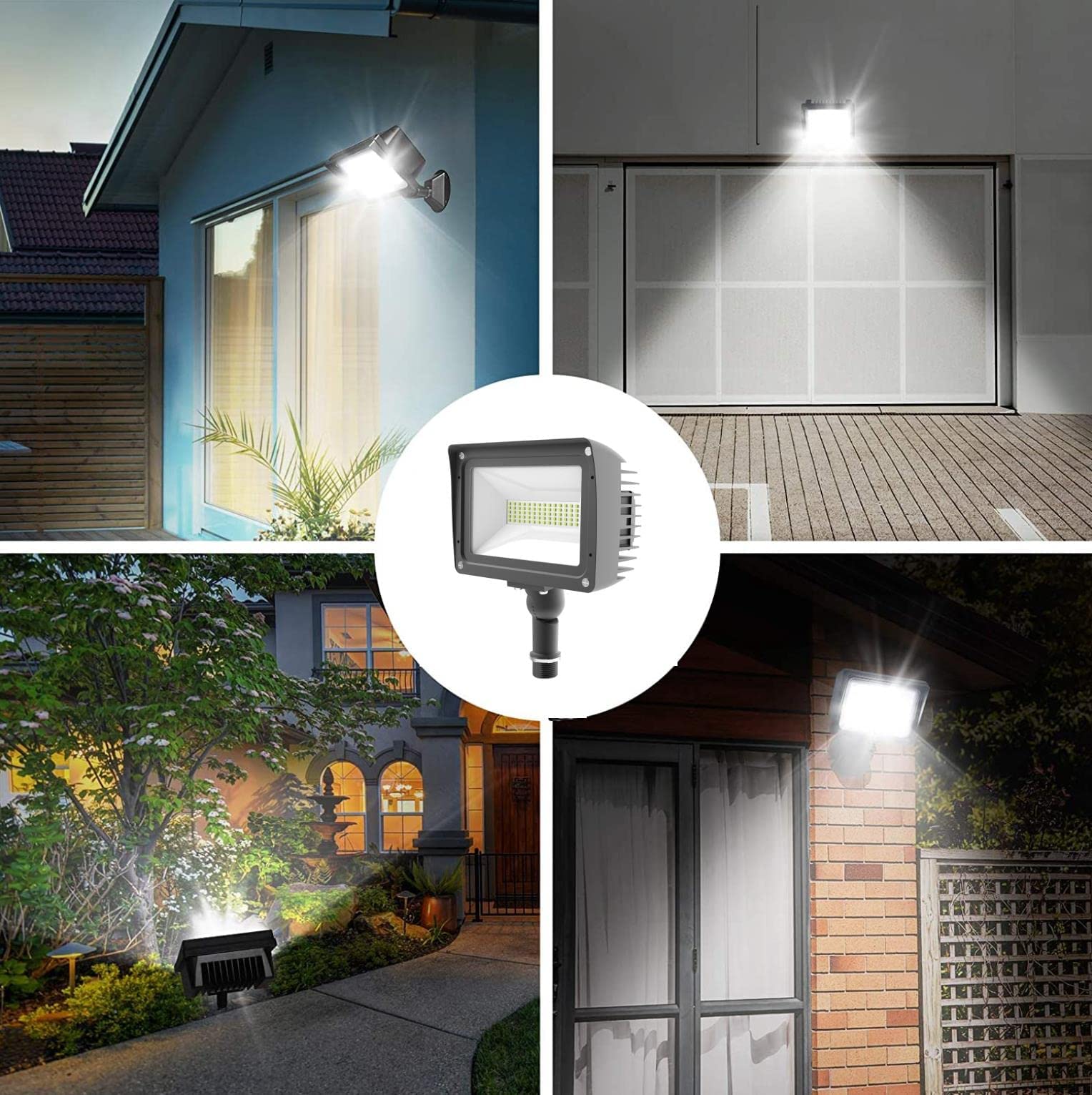 50W LED Flood Light Outdoor Waterproof - 5000K Bright White Light for Parking, Security, Porch, Stadium & Flag Pole - DLC Certified Knuckle Mount Exterior Lighting Fixture