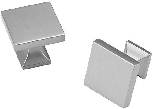 15 Pack Brushed Nickel Cabinet Knobs - Square Dresser Drawer Pulls for Kitchen Cabinets, Bathroom Vanities & Furniture Hardware (Silver Finish) - Easy Installation & Modern Home Upgrade