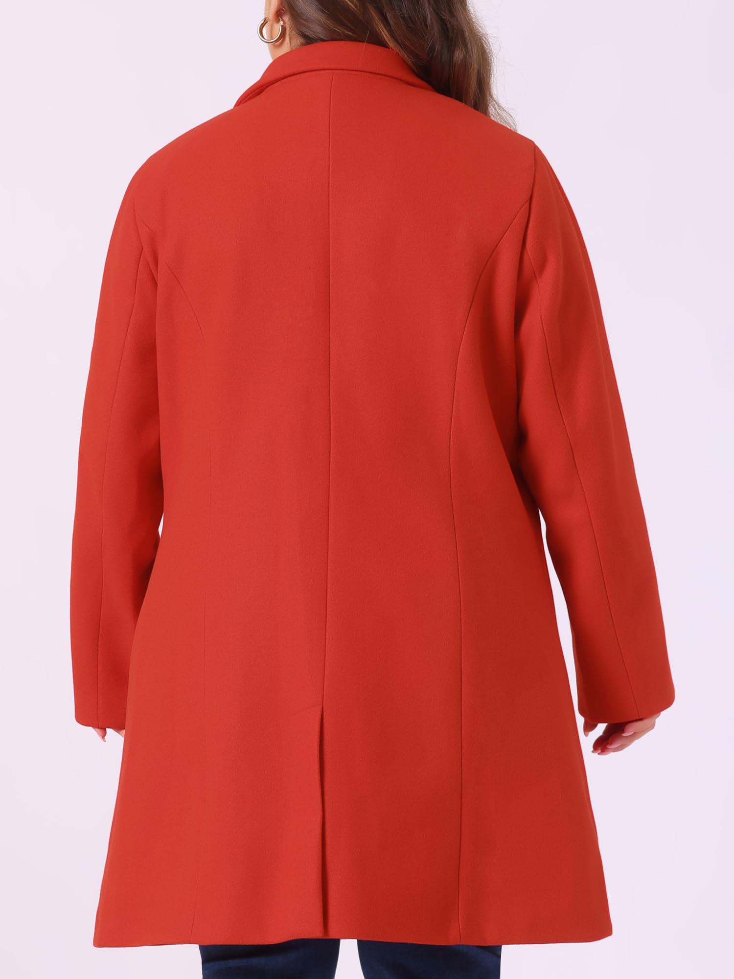 Agnes Orinda Women's Plus Size Single Breasted Notch Lapel Long Winter Coat - Elegant Warm Wool Blend Outerwear for Cold Weather, Office & Holiday Occasions