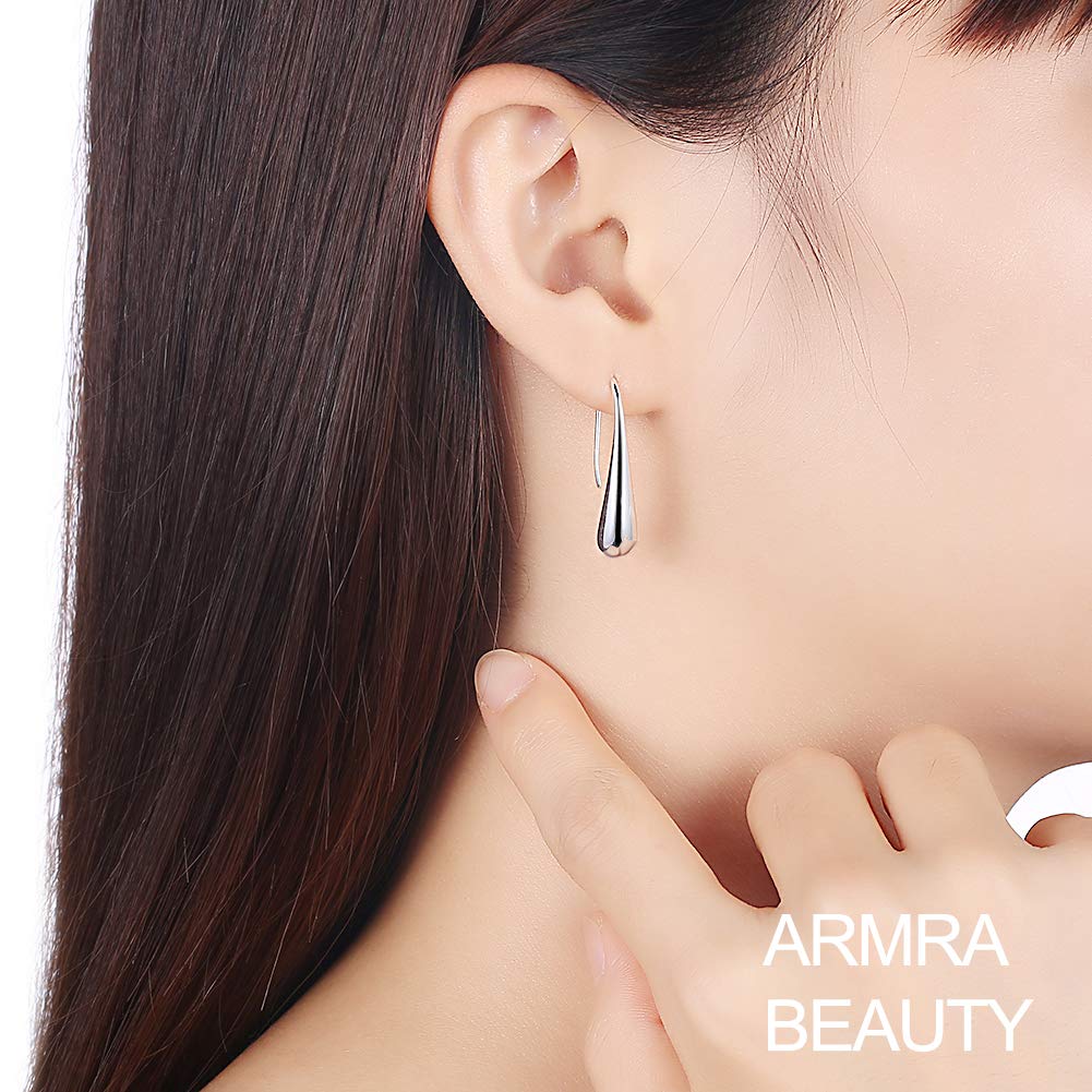 Lightweight Teardrop Gold Hoop Earrings for Women - 14k Gold Plated Chunky Huggie Earrings, High Polished Statement Jewelry Gift | Trendy Black Hoops for Everyday Wear, Parties & Special Occasions