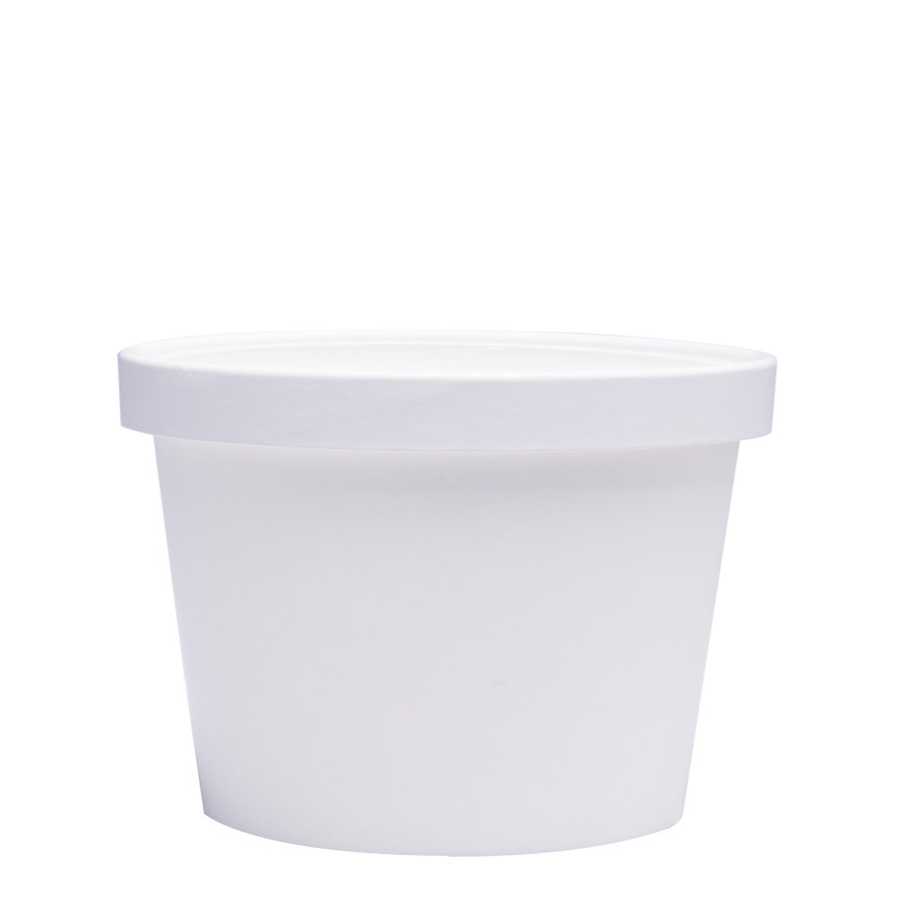 Eco-Friendly 8 oz Paper Ice Cream Cups with Lids - White Disposable Hot & Cold Soup Bowls (40 Pack) - Perfect for Parties, Desserts & Takeout Meals