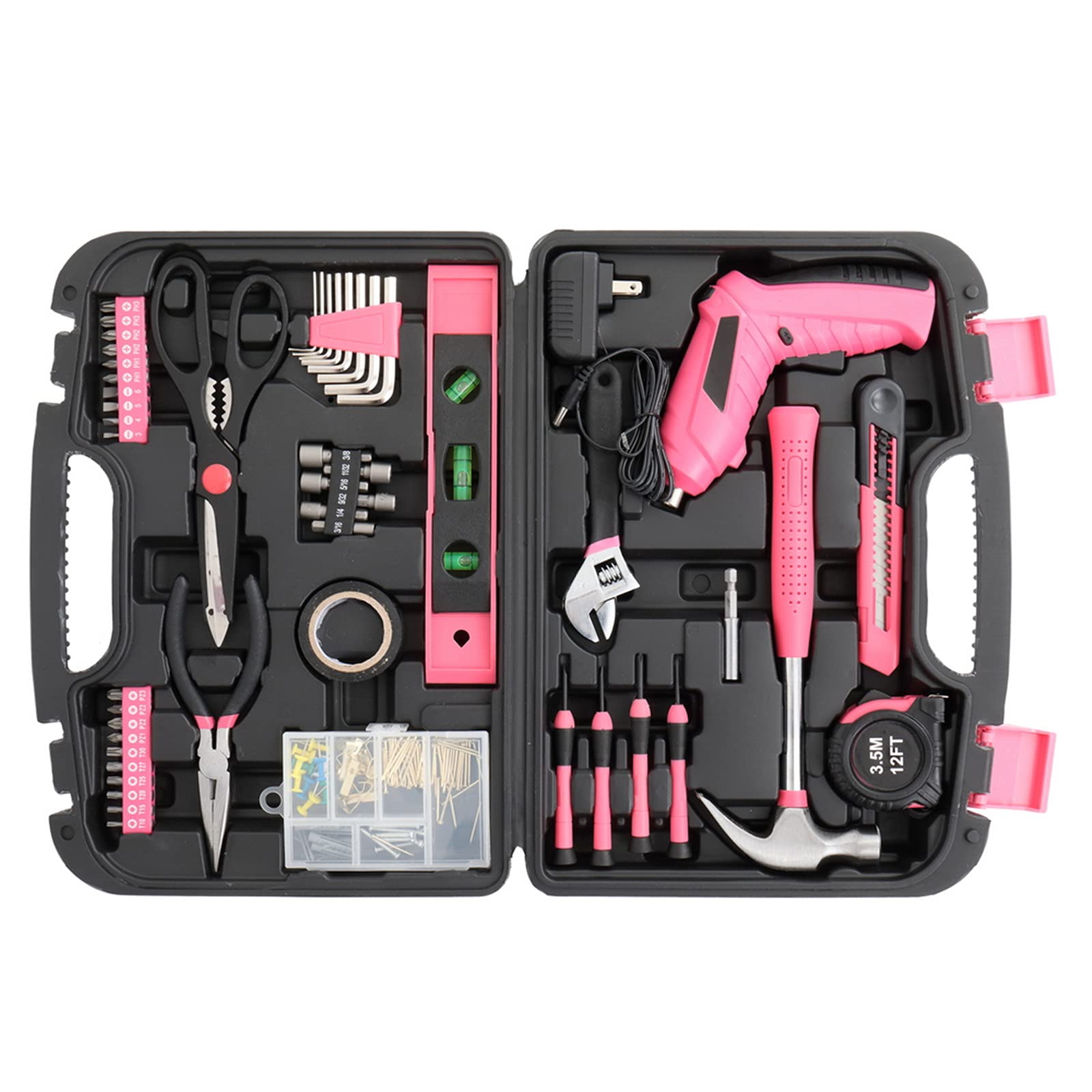 Tesmula GT2-ZJ 149-Piece Iron Household Tool Set - General Home Repair, Auto Maintenance & DIY Hand Tool Kit with Durable Plastic Toolbox Storage Case (Black) - Perfect for Home Improvement, Car Repairs & Professional Use