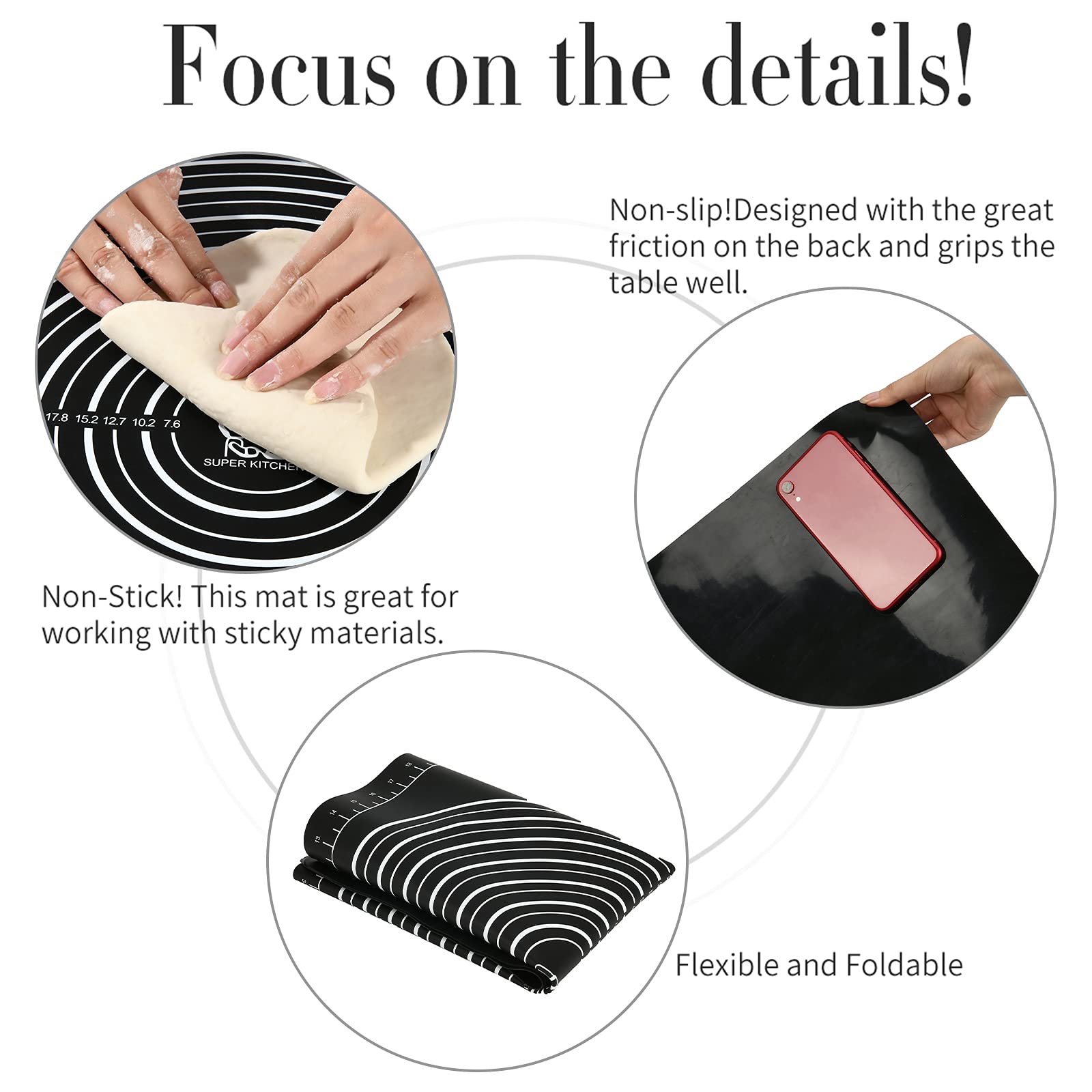 Non-Slip Silicone Baking Mat 28x20 Inches - Heat Resistant Pastry Mat for Dough Rolling, Kneading, Fondant & Pie Crust | Perfect for Countertop Protection, Cookie Decorating & Cake Making (Ideal for Home Bakers & Professional Kitchens)