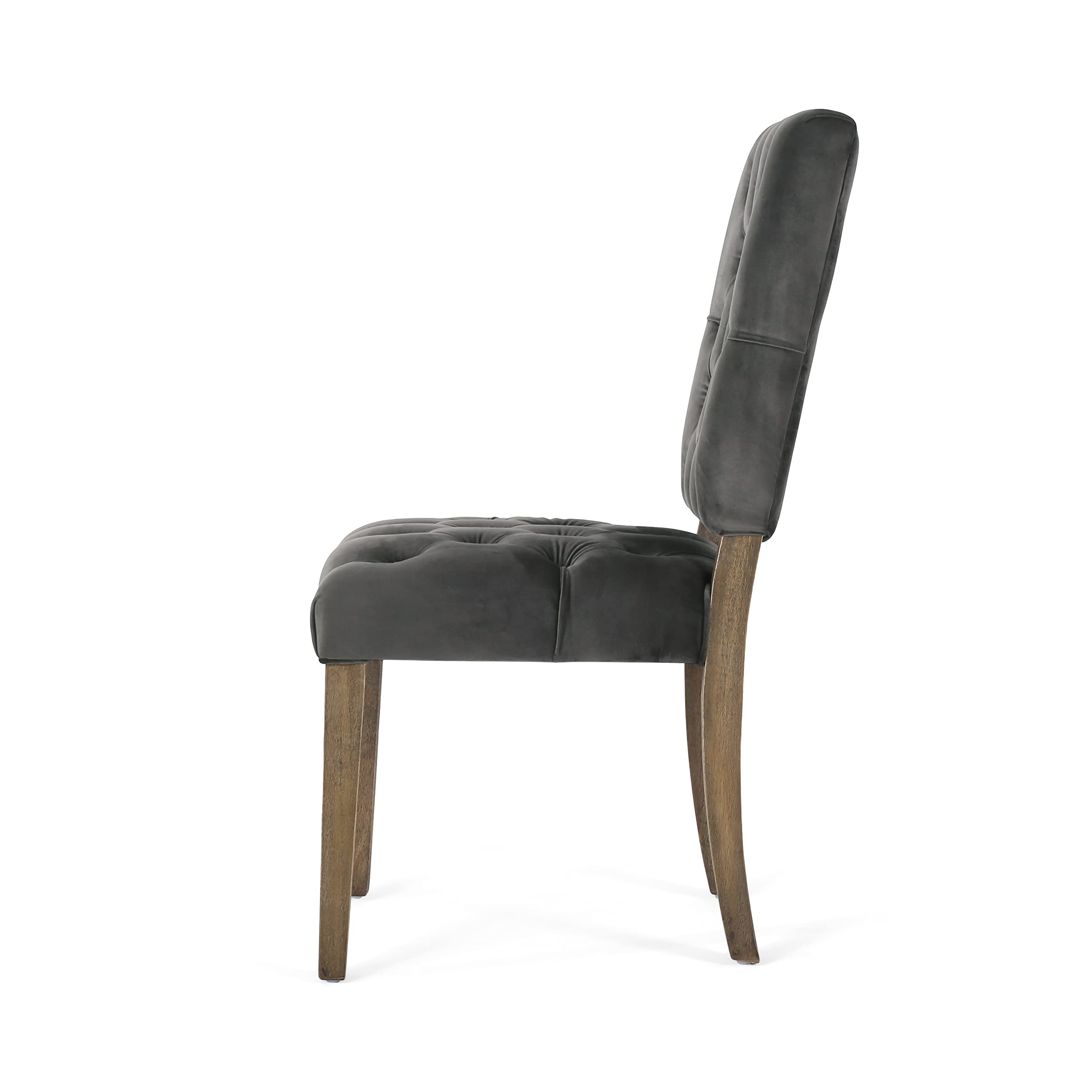 Christopher Knight Home Carolina Velvet Dining Chairs - Set of 2, Charcoal Gray Upholstered Seating for Dining Room, Kitchen, or Breakfast Nook