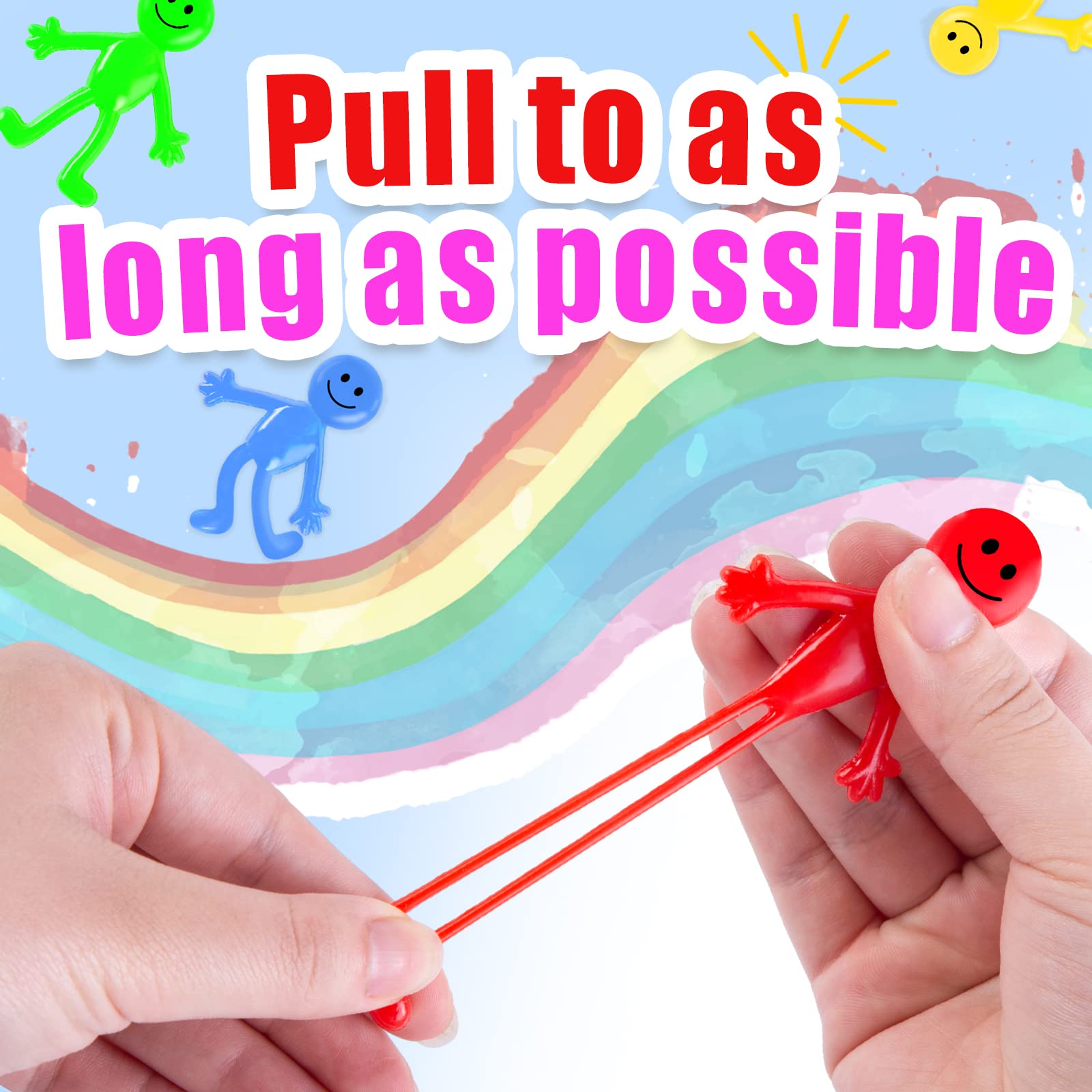 POPLAY 60PCS Smile Face Bendable Man Stretchy Figures - Stress Relief Fidget Toys for Kids & Adults, Easter Egg Fillers, Classroom Prizes, Party Favors - Fun Sensory Toys for Anxiety Relief & Focus