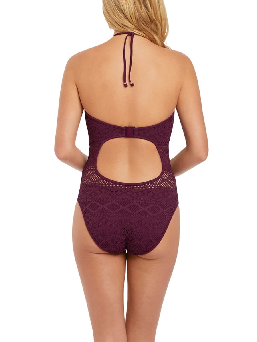 Freya Sundance Underwire One-Piece Swimsuit 32FF - Black Cherry | Supportive Full Coverage Bathing Suit for Women, Perfect for Beach Vacations & Pool Parties