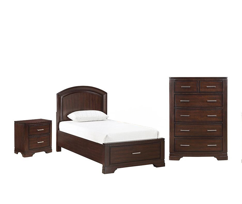 Arista 5-Piece Twin Storage Bedroom Set in Cherry Finish - Space-Saving Bedroom Furniture for Kids, Teens & Small Rooms
